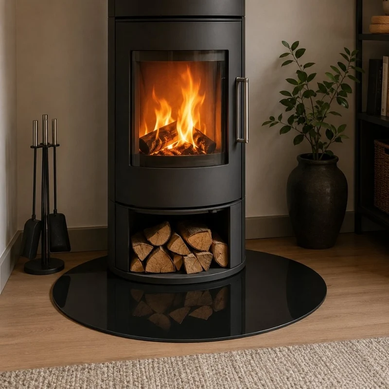 Glasplatte TERRY 90cm schwarz 8mm rund gehärtetes Glas
