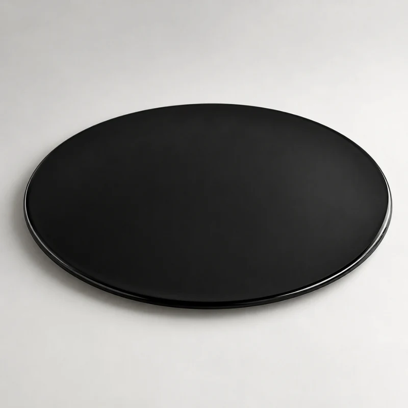 Glasplatte TERRY 50cm schwarz 8mm rund gehärtetes Glas