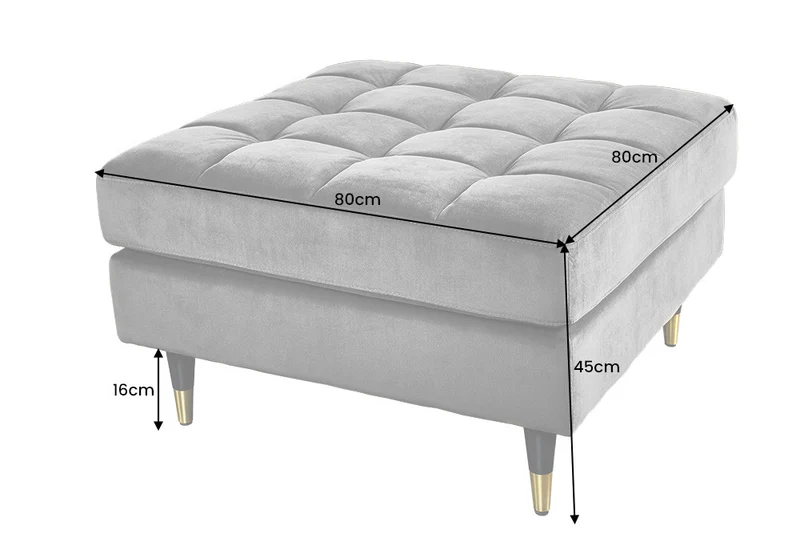 Moderner Hocker COMFORT 80cm blau Samt Taschenfederkern