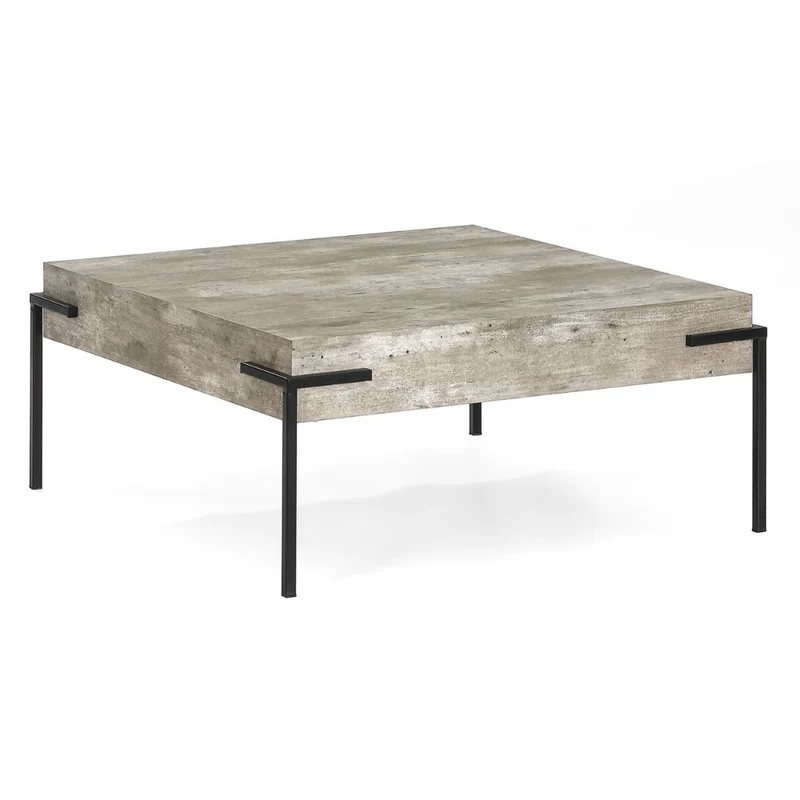 Design Couchtisch CRETO 80cm grau Beton-Optik Metallgestell