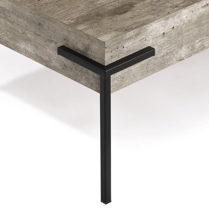 Design Couchtisch CRETO 80cm grau Beton-Optik Metallgestell