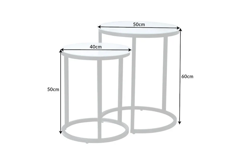 Elegantes Beistelltisch 2er Set MARMO 50cm Marmor-Dekor