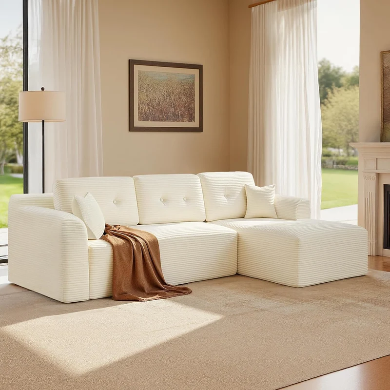 Ecksofa – Modulares Schlafsofa – 244 cm breit – mit Chaiselongue rechts
