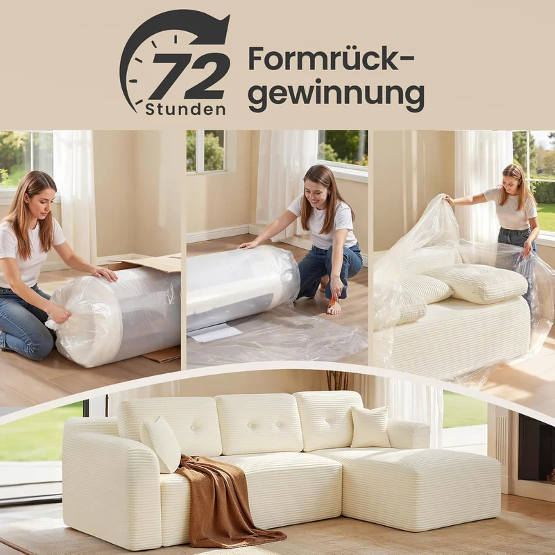 Ecksofa – Modulares Schlafsofa – 244 cm breit – mit Chaiselongue rechts