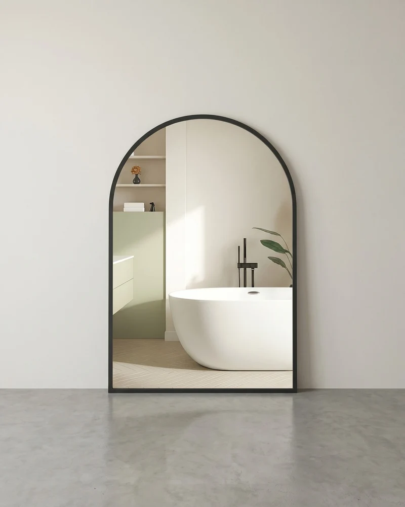 Wandspiegel mit Aluminiumrahmen – Ovales Design – Bruchsicheres Sicherheitsglas – 91 x 61 cm