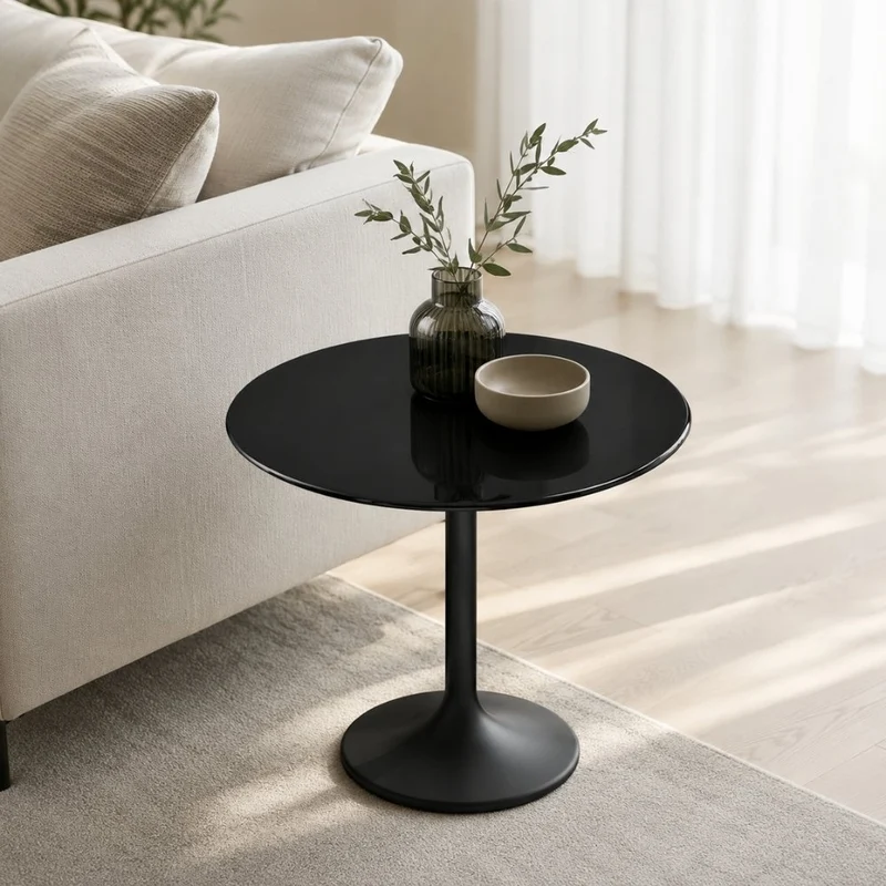 Glasplatte TERRY 30cm schwarz 8mm rund gehärtetes Glas Platzteller
