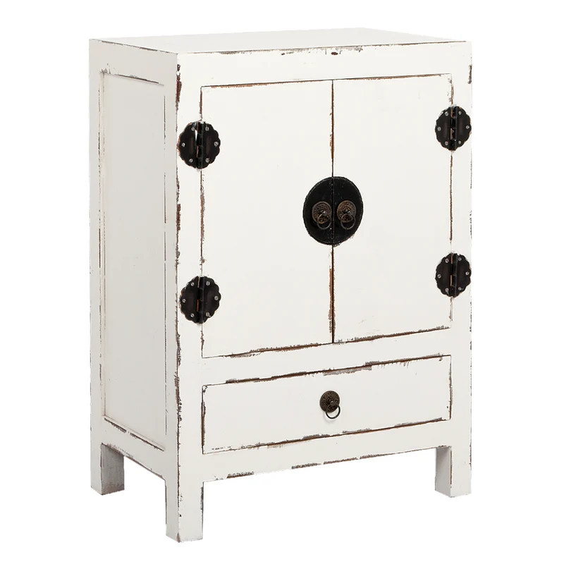 Massivholz Kommode ASIA 85cm Shabby Weiß