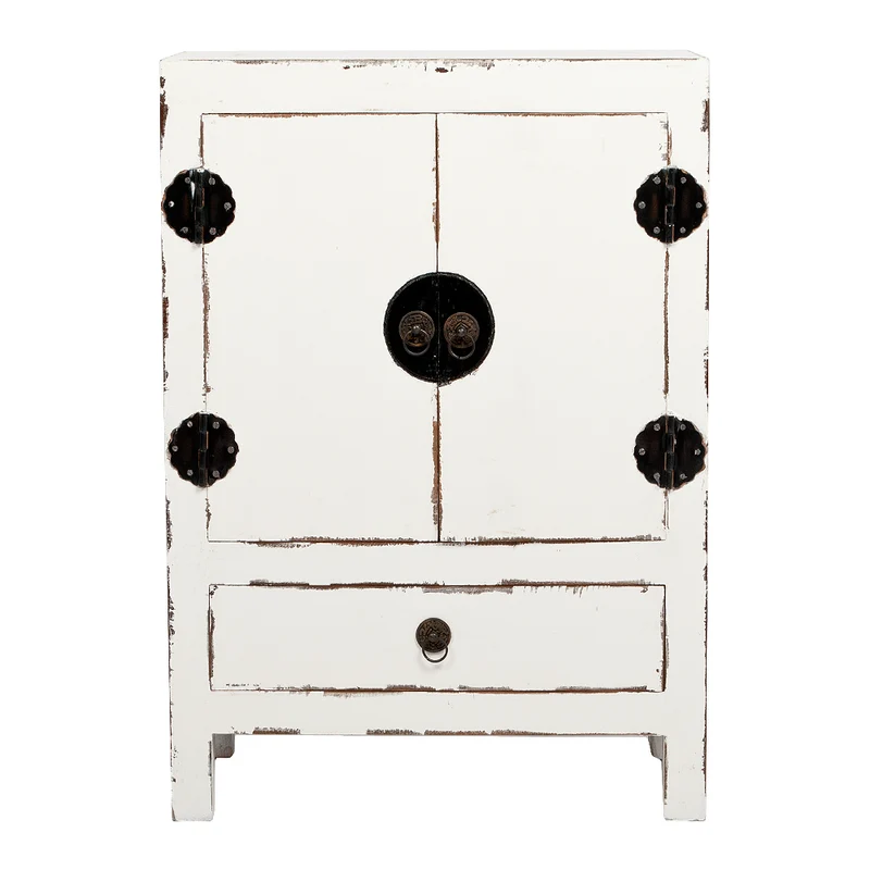 Massivholz Kommode ASIA 85cm Shabby Weiß