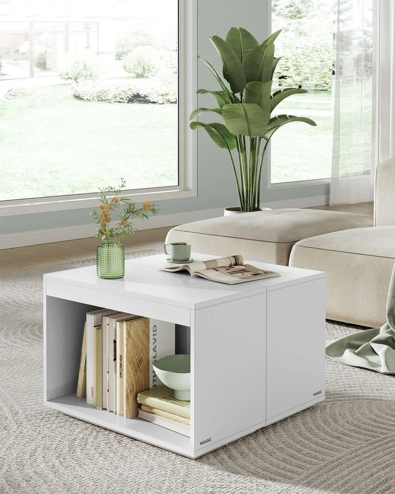 3-teiliges Couchtisch-Set – Moderne Beistelltische – Flexible Kombinationsmöglichkeiten – Mit zusätzlichem Stauraum – Holzoptik
