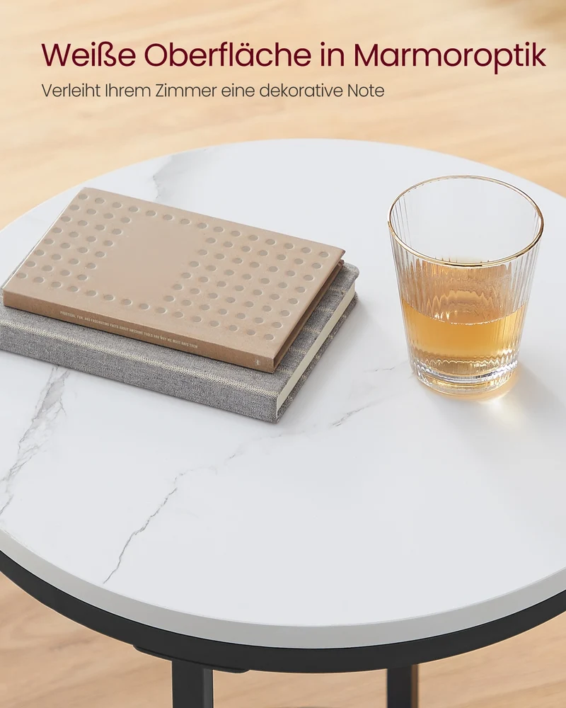 Beistelltisch Marmoroptik - Nachttisch mit 2 Ebenen - Gehärtetes Glas - Wohnzimmer - Schlafzimmer