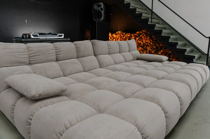 KAWOLA Big Sofa VIVIEN Feincord grau