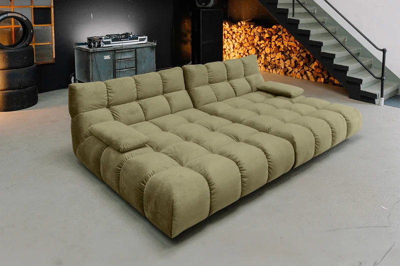 KAWOLA Big Sofa VIVIEN Velvet oliv