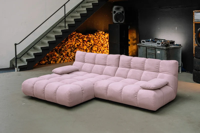 KAWOLA Sofa VIVIEN Ecksofa Feincord rosa