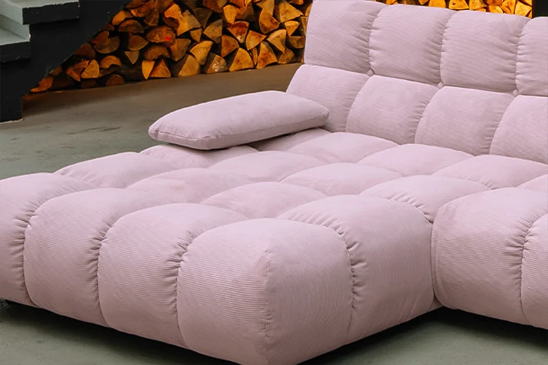 KAWOLA Sofa VIVIEN Ecksofa Feincord rosa