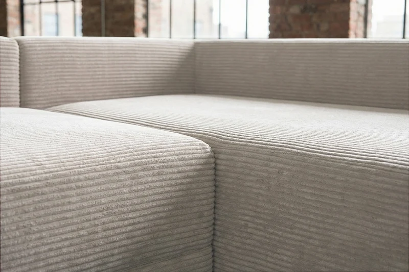 KAWOLA Schlafsofa SADIRA Ecksofa Cord cremeweiß