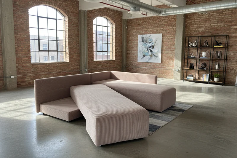 KAWOLA Schlafsofa SADIRA Ecksofa Cord taupe
