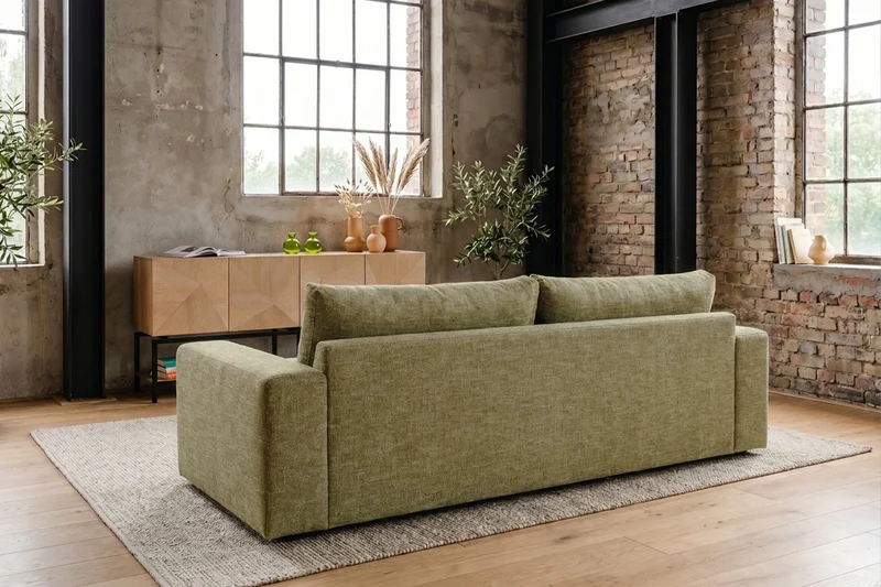 KAWOLA Sofa AMINA 3-Sitzer Stoff grün