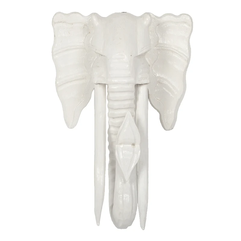 Deko Elefantenkopf TUSK-XL Antik-Weiß ca. H80cm