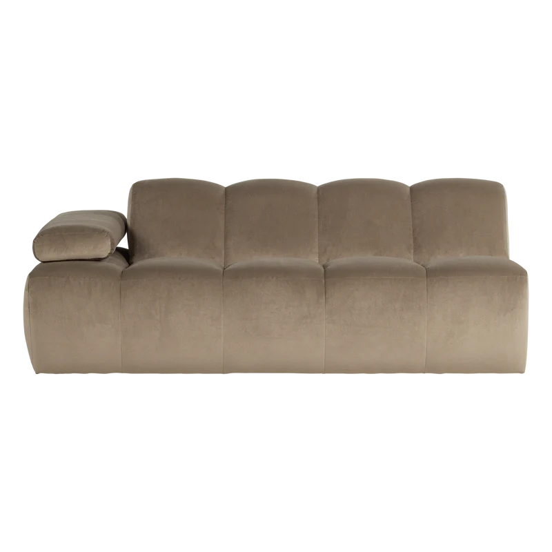 Mojo 2-Sitzer-Element Armlehne links Samt Khaki