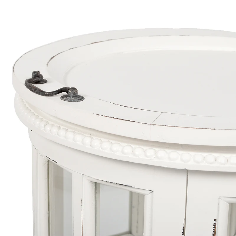 Landhaus Barschrank CORUNA-Rund 75cm Antique White Mahagoni