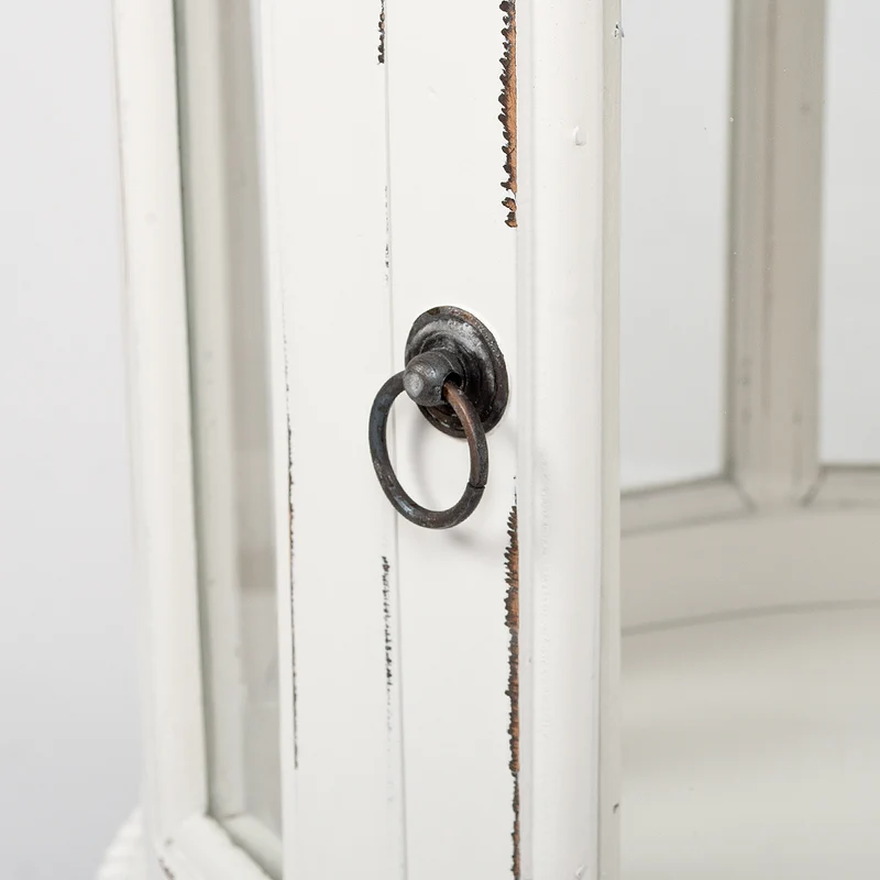 Landhaus Barschrank CORUNA-Rund 75cm Antique White Mahagoni