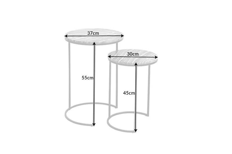 Elegantes Beistelltisch 2er Set MARMO 55cm Marmor-Dekor