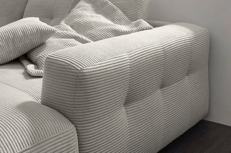 KAWOLA Sofa MIKA Ecksofa Cord hellgrau