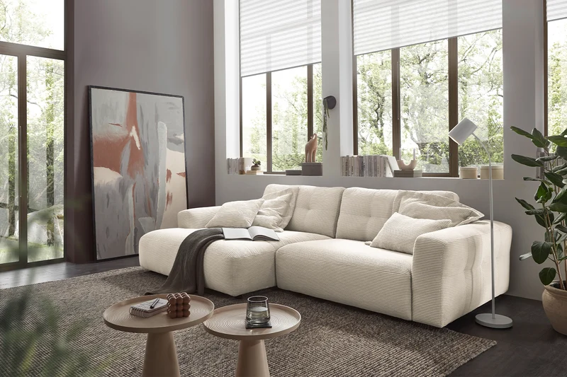 KAWOLA Sofa MIKA Ecksofa Cord cremeweiß