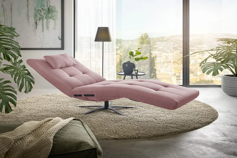 KAWOLA Relaxliege LETICIA motorisch Feincord rosa