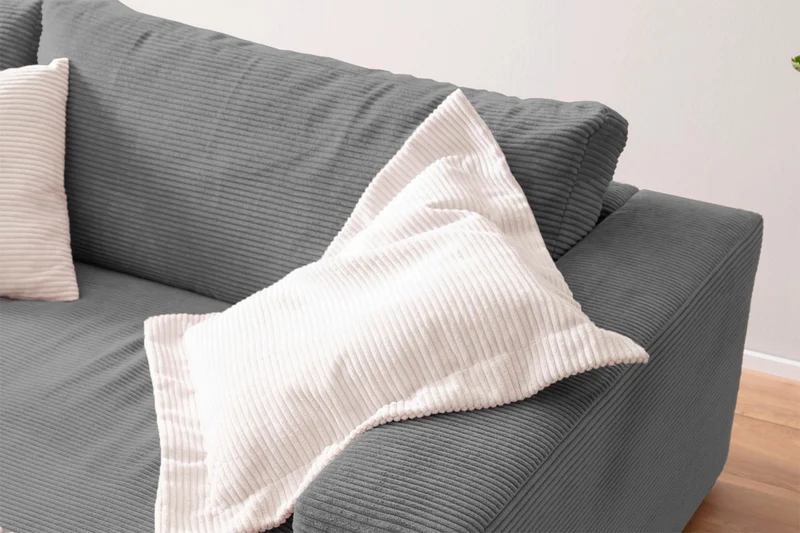 KAWOLA Big Sofa MADELINE Cord grau