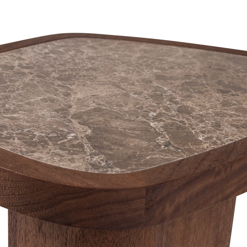 Granu Beistelltisch Marmor/Mangoholz Braun