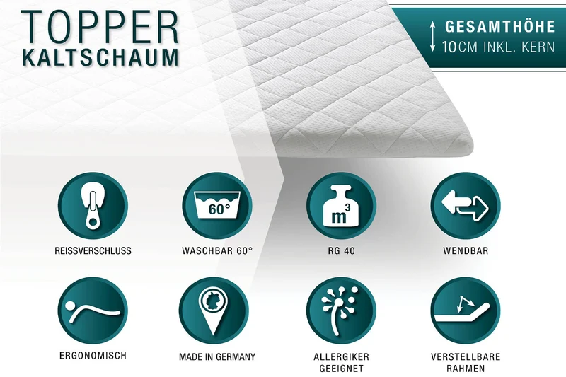KAWOLA Topper SOLO Karo-Klima Kaltschaum