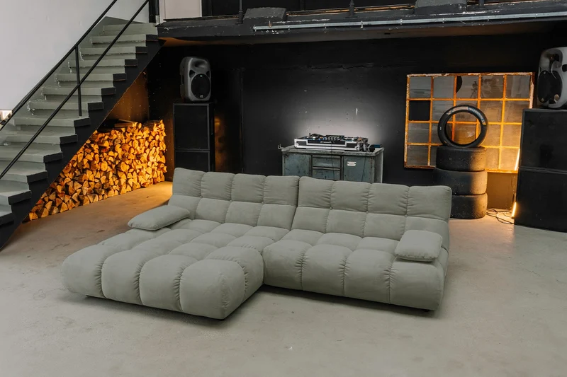 KAWOLA Sofa VIVIEN Ecksofa Feincord olivgrün