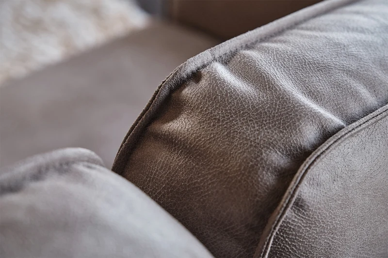 KAWOLA Ecksofa VILNIUS 3-Sitzer mit Longchair Lederfaserstoff anthrazit