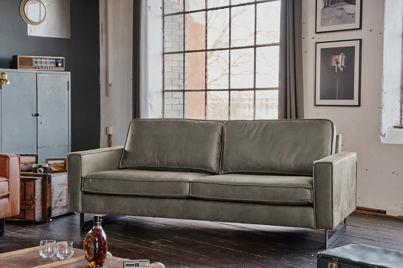 KAWOLA Sofa VILNIUS Lederfaserstoff anthrazit
