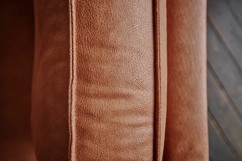 KAWOLA Ecksofa VILNIUS 3-Sitzer mit Recamiere Lederfaserstoff cognac