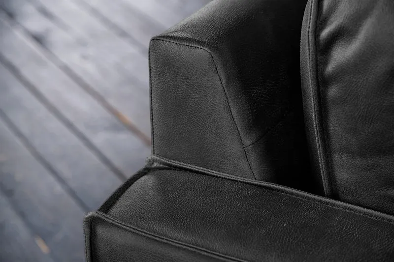 KAWOLA Ecksofa VILNIUS 3-Sitzer mit Longchair Lederfaserstoff schwarz