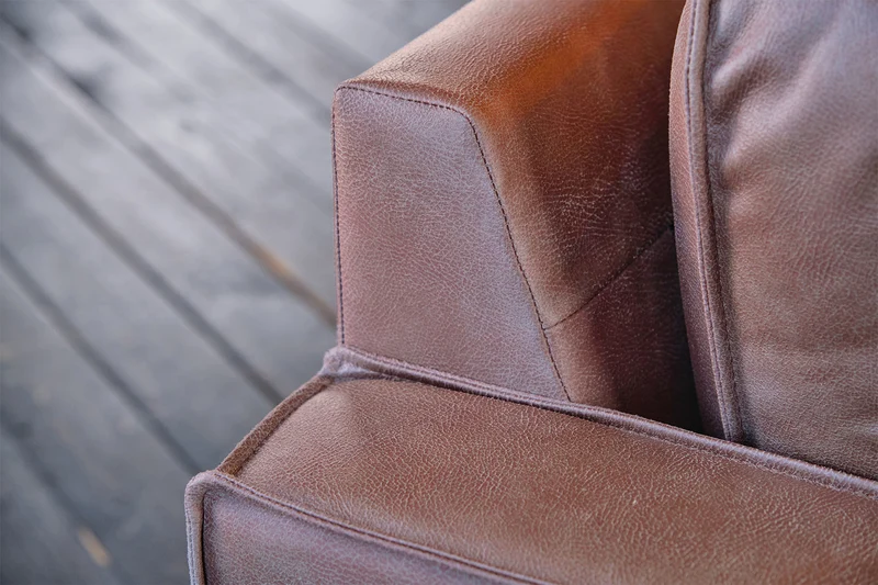 KAWOLA Ecksofa VILNIUS 3-Sitzer mit Longchair Lederfaserstoff cognac