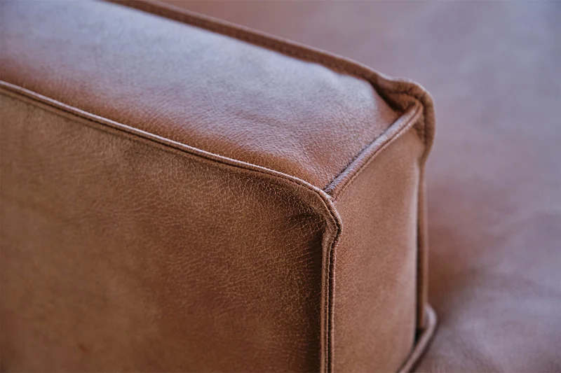 KAWOLA Ecksofa VILNIUS 3-Sitzer mit Longchair Lederfaserstoff cognac