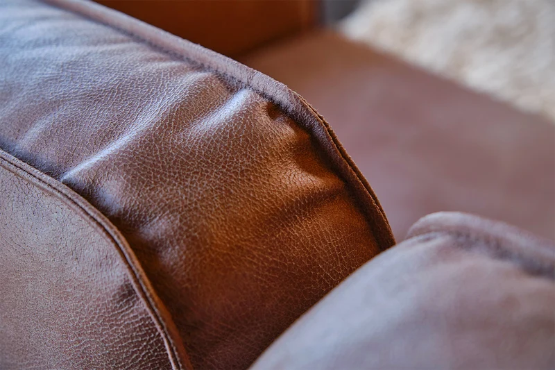 KAWOLA Ecksofa VILNIUS 3-Sitzer mit Longchair Lederfaserstoff cognac