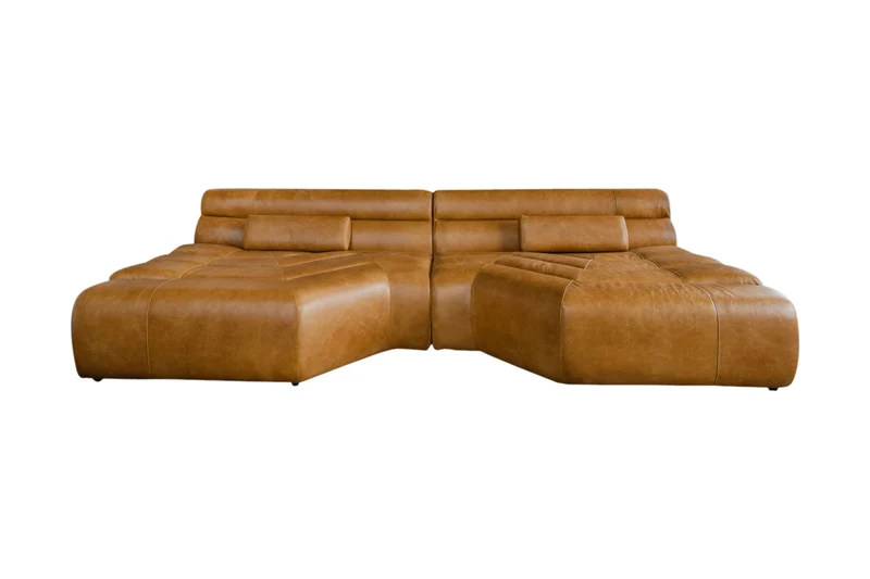 KAWOLA Big Sofa TARA Wohnlandschaft Leder cognac 286x75x148cm (B/H/T)