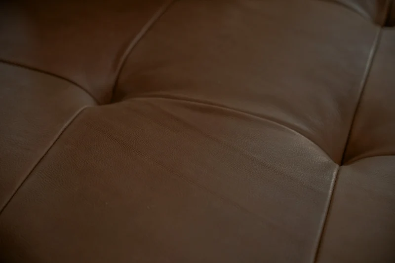 KAWOLA Sofa WIOLO Ecksofa Leder mit Hocker dunkelbraun