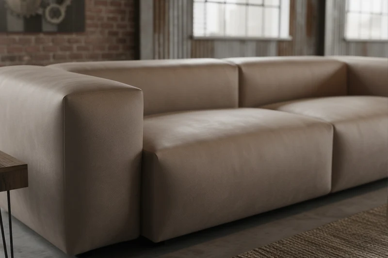 KAWOLA Sofa CELESTE 4-Sitzer mit Hocker Lederfaserstoff anthrazit