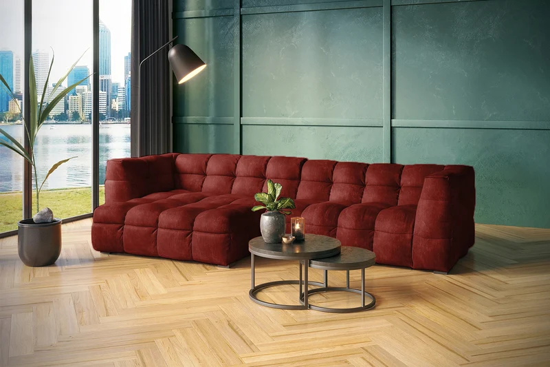 KAWOLA Sofa ROSARIO Ecksofa Velvet bordeaux