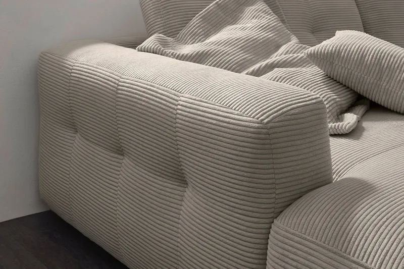 KAWOLA Sofa MIKA Ecksofa Cord steingrau