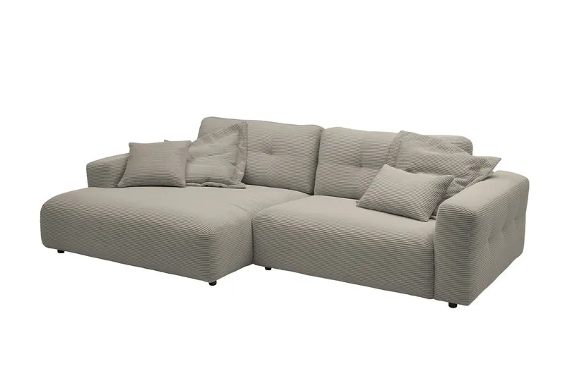 KAWOLA Sofa MIKA Ecksofa Cord steingrau