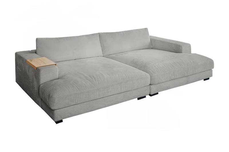 KAWOLA Big Sofa MADELINE Cord hellgrau