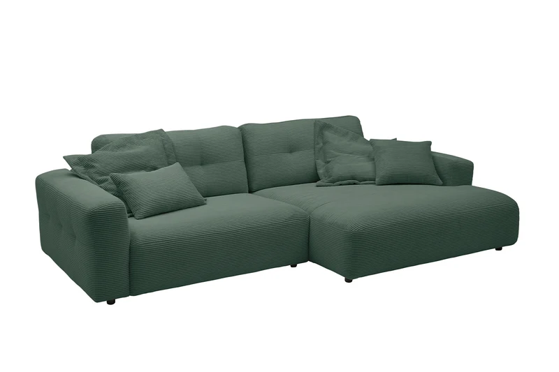 KAWOLA Sofa MIKA Ecksofa Cord smaragd