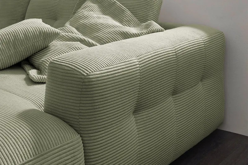 KAWOLA Sofa MIKA Ecksofa Cord olivgrün