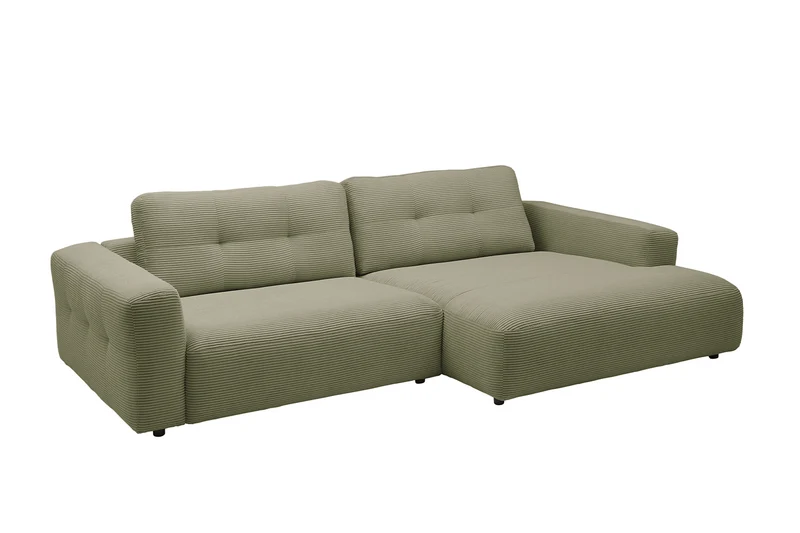 KAWOLA Sofa MIKA Ecksofa Cord olivgrün